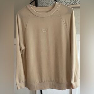 Colsie Weekend Mood Crewneck Sweatshirt XS Beige Neutral Cozy Pullove